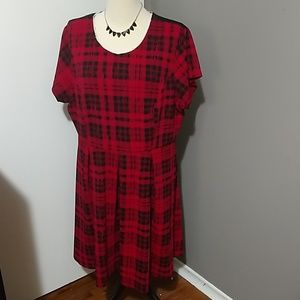 Torrid red plaid skater dress with keyhole back